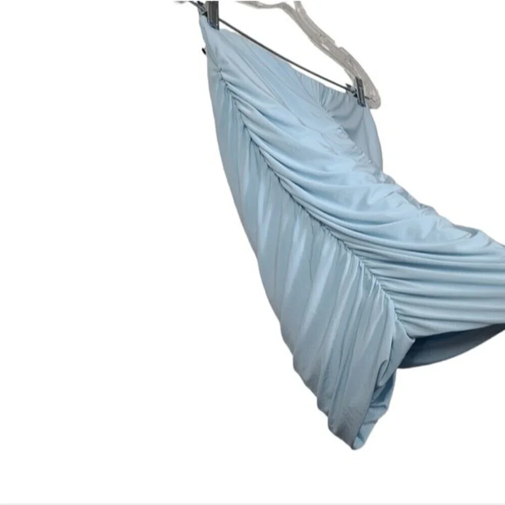 PrettyLittleThing Baby Blue Ruched Skirt 8